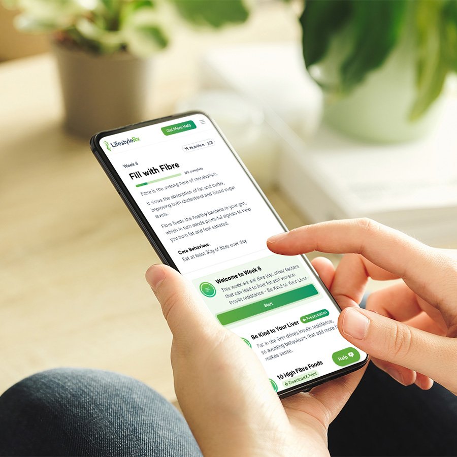 A patient following their LifestyleRx program week on their phone